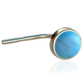 Gold Tragus Stud - 3mm Turquoise Stone - 22 Gauge L Shaped Sterling Silver Tragus Stud