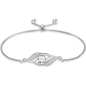 925 Sterling Silver Birthstone Bracelet for Women Dainty Infinity Bracelet Fine Jewelry Birthday Graduation Gifts for Girls Her