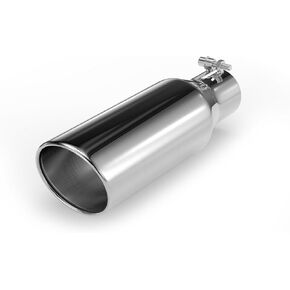 Richeer 2.5 Inch Exhaust Tip, 2 1/2" Inlet 4" Outlet 9" Length Stainless Steel Exhaust Tip with Black Powder Coated Finish Universal for Vehicles with 2.5" O.D. Tailpipe, Bolt on