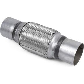 Exhaust Flex Pipe, 2.5"x8"x12" Overall Length Heavy Duty Stainless Steel Double Braid Flexible Tube