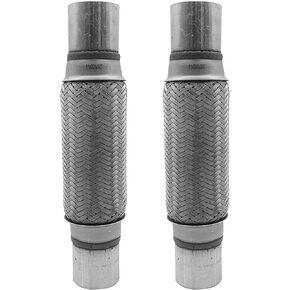 Heavy Duty Stainless Steel Double Braid Flexible Exhaust Flex Pipe Tube Extension Pipes - 2"x8"x12", Pack of 2