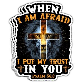 (3 Pcs) When I Am Afraid I Put My Trust in You Sticker Psalm 56:3 Christian Quote Stickers Bible Verse Stickers Religious Jesus Christian Gifts Decorations Laptop Bottle Window Car 3"x4"