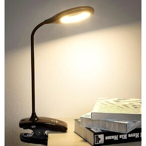 DEEPLITE LED Desk Lamp Clip on Lamp Battery Powered Clip on Light Book Light for Bed, Eye-Caring Flexible Arm Memory Touch 3 Color Modes & Stepless Brightness Portable Reading Light for Study Work.