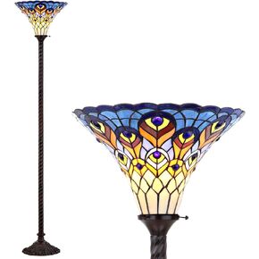 JONATHAN Y JYL8006A Peacock Tiffany-Style 70" Torchiere LED Floor Lamp, Tiffany, Traditional, Art Nouveau Style, Office, Bedroom, Living Room, Family Room, Dining Room, Hallway, Foyer, Bronze
