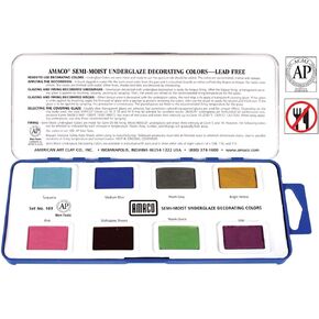 AMACO Non-Toxic Semi-Moist Underglaze Set - B in Pan, 1.5 oz, Assorted Color, Set of 8