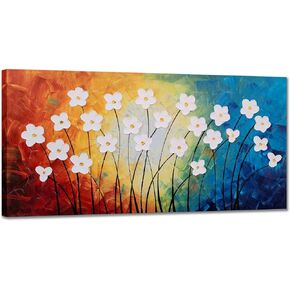 Yihui Arts Floral Paintings Canvas Wall Art Living Room Decor Contemporary Grey Artwork Pictures Framed Ready to Hang
