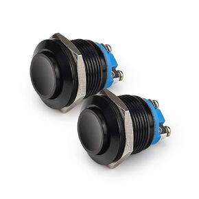 APIELE (Pack of 2) 19MM Momentary Push Button Switch 5A Aluminium Alloy Shell 12V 24V 36 DC 110V 250V AC 5A 1NO SPST Screw Terminal APIELE (Red Shell)