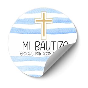 Spanish Baptism Stickers - Mi Bautizo Stickers - Gracias por Acompañarnos Stickers - Boys Baptism Favor Labels- Set of 40 Stickers - Made in USA
