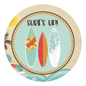 Surf's Up Surfer Sticker Labels by Adore By Nat - Surf Party Stickers for Summer Beach Party Decoration - Set of 30