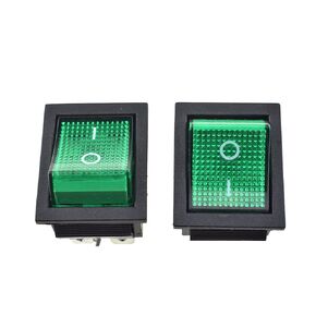 Hahiyo KCD4-201N AC 250V 16A Rocker Switch 4 Pins 2 Position with Red LED Indicate Light Positive Tactile Feedback Prevent Misoperation Toggle Switches 2 PCS for Belt Sander Bench Grinder Generator