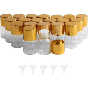 JIUWU 5ml 20pcs Clear Glass Bottles Storage Container Sample Cosmetic Herb Spice Specimen Vial, Aluminum Cap Clear Tiny Empty Sample Jars Ink Container Wishes Bottle