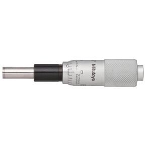 Mitutoyo 149-812 Micrometer Head, Carbide-Tipped Spindle, 0-0.5" Range, 0.001" Graduation, +/-0.0001" Accuracy, Plain Thimble, Clamp Nut, Spherical SR4 Face