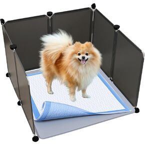 Skywin Dog Pad Holder Tray for 24" x 24" Pads with Dog Litter Box Enclosure - Training Pad Holder for Dogs with Litter Box Splash Guard, Easy to Clean Indoor Dog Potty Tray, Puppy Pee Pad Holder Tray