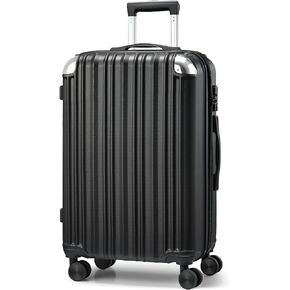 Expandable Luggage Sets 3 Piece Set, Hard Shell Spinner Suitcase Set, 20/24/28In Carry-on and Checked Luggage(Black)
