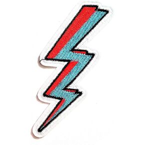 Nipitshop Patches Red Blue Lightening Bolt Thunderbolt Cartoon Kids Patch Embroidered Iron On Patch for Clothes Backpacks T-Shirt Jeans Skirt Vests Scarf Hat Bag