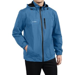Men's Classic Windbreaker Jacket Lightweight All-Sport Waterproof Hiking Coat Detachable Hooded Windbreakers for Men