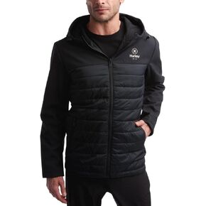Hurley Men's Jacket - Sonora Softshell Windproof Hybrid Jacket - Quilted Windbreaker Puffer Coat (S-XXL)