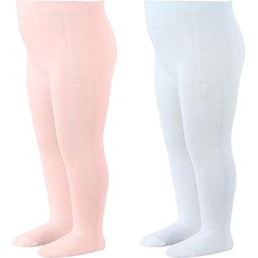 Baby Girls Tights Thick Leggings Soft | Warm Organic Cotton Stockings Pantyhose | Newborn Infant Toddler 2 Pack