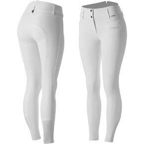 B Vertigo Tiffany Women's High Waist Moisture-Wicking Silicone Full Seat Riding Breeches with Four-Way Stretch - Bright White - 30