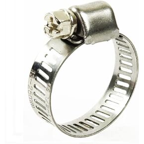 300 Grade Stainless Steel Mini Hose Clamp, Worm-Drive, SAE Size 5, 7/16" to 3/4" Diameter Range, 0.35 Bandwidth (Pack of 10)