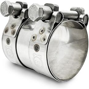 CHUNYUNGDA TT Extra Wide Heavy Duty Hose Clamps,Stainless Steel 2.15 inch Exhaust Clamp, Sleeve Coupler Butt Joint Band Clamp for Muffler Pipe 2.05-2.17 inch (52-55 mm,1 pack)
