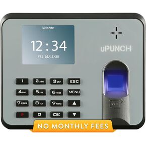 uPunch MK1000 Biometric Fingerprint/Proximity Standalone Time Clock for Small Businesses and Offices, Automatic Punch in & Out, keypad and RFID Punch Options (No Monthly Fee)