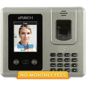 uPunch MK3000 Face Recognition Digital Standalone Time Clock for Small Businesses and Offices, Automatic Punch in & Out, keypad and RFID Options, Backup Battery (No Monthly Fee)