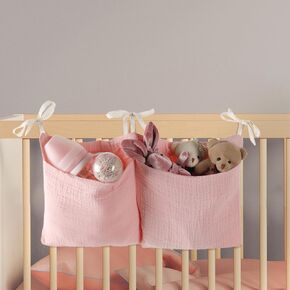 8"x15" Diaper Caddy and Organizer for Changing Table and Crib Multi-Functional Hanging Diaper Stacker Nursery Organizer for Crib Diaper Holder Baby Crib Hanging Storage and Accessories - Pink in Kuwait