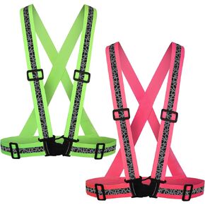 Reflective Running Vest Gear 2Pack, Safety Vest Reflective Straps for Night Running Cycling Motorcycle Dog Walk Jogging