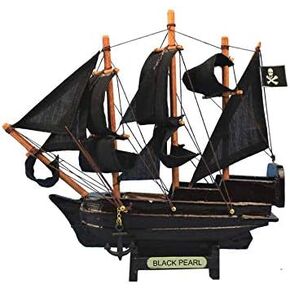 Hampton Nautical Wooden Black Pearl Pirates of The Caribbean Model Pirate Ship Christmas Ornamen