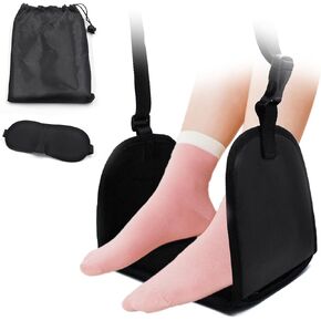 مسند قدم الطائرة (إسفنج ذو ذاكرة متطور)، مسند قدم مريح قابل للتعديل لمكتب قطار حافلات الطيران الطويلة، استرخاء قدميك لتقليل التورم والألم (يتضمن قناع العين) in Kuwait