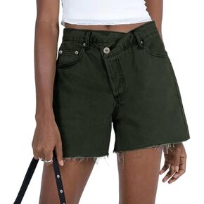 Crossover Juniors Jean Shorts Stretchy Mid Waisted Denim Shorts Casual Summer Hot Shorts