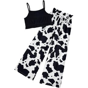 Girls Clothes Kids 2 Piece Outfits Summer Cute Cami Top and Wide Leg Pants Butterfly Print Sets Size 4-11 Years