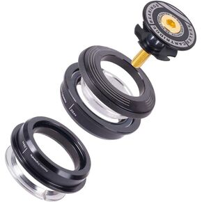 Bicycle Headset 4444S 44mm ad Bearing Cycling Aluminum Alloy Internal Mountain Straight e Fork Ultralight Accessory Tool Professional Semi Integrated(Black)