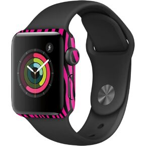 MightySkins Skin Compatible with Apple Watch Series 2 38mm - Pink Zebra | Protective, Durable, and Unique Vinyl Decal wrap Cover | Easy to Apply, Remove, and Change Styles | Made in The USA