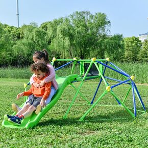 6 ft Geometric Playground Dome, Kids Climbing Dome Jungle Gym,Climber Play Center with 4.6ft Wave Slide, Rust & UV Resistant Steel Supporting 800 LBS,Green in Kuwait