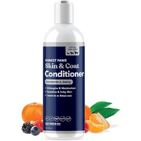 Honest Paws Dog Conditioner Detangler - Moisturizing Premium Pet Conditioner for Itchy and Dry Skin - Hydrate Sensitive Skin - Shiny Coat Soft Hair Smooth Fur - Mandarin & Berry - 8 oz
