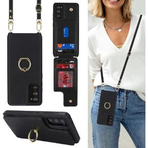 for Samsung Galaxy S21 Ultra Case with Card Holder and Strap for Women,Crossbody Lanyard,Ring Stand,Snap Clasp,Cute Phone Wallet Cases 6.8 inch(White Leopard) in Kuwait