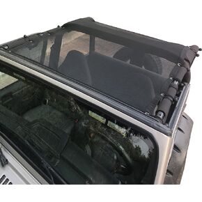 TJ Bikini Top Sunshade Mesh Top for Jeep Wrangler TJ Accessories 1997-2006, Blocks UV, Wind, Noise, Black