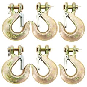 6pcs Clevis Slip Hooks with Safety Latch,5/16Inch Heavy Duty Chain Hook for Trailer Truck Transport，G70 Trailer Safety Chain Clevis Tow Hooks 3/4 in Opening,14,000 Lb Capacity