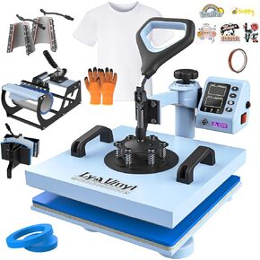 LYA Vinyl 15x15 Inch Heat Press Machine - 7 in 1 Heat Press 360-Degree Swing Away Digital Press Machine Multifunction Sublimation Combo Heat Transfer Machine for T-Shirts, Hats, Caps, Mugs and Plates