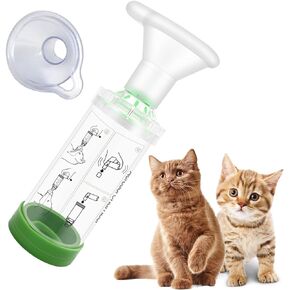 Portable Cat Inhaler Spacer with 2 Silicone Masks - Nebulizer for Feline Breathing Problems - Drug Delivery Solution for Easy Medication Administration - Cat Inhaler & Nebulizer (Green)