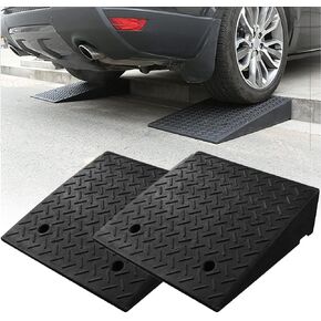 Rubber Curb Ramp, 20"×20"×7" Portable Heavy Duty 6800 lbs/3 T Capacity Threshold Ramps, Anti-Slip Driveway Ramps for Cars Wheelchairs Motorcycle Pet (2PCS) Black