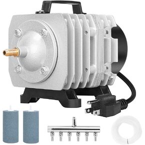 VIVOHOME 32W 950 GPH 60L/min 6 Outlets Commercial Air Pump with 2 PCS 4 x 2 Inch Airstones and 25-ft Air Tubing Combo, 3 Sets