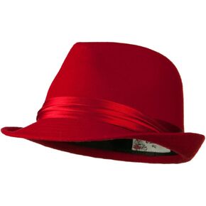 Fedora with Pleated Satin Band - Red OSFM