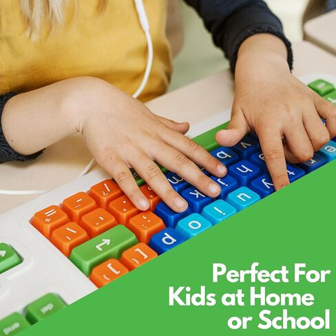 Kids Computer Keyboard - Kids Uppercase USB Colorful Spill Proof Keyboard for Early Education - Designed to Help Teach Computer and Keyboard Skills to Kids and Children in Kuwait