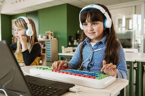 Kids Computer Keyboard - Kids Uppercase USB Colorful Spill Proof Keyboard for Early Education - Designed to Help Teach Computer and Keyboard Skills to Kids and Children in Kuwait