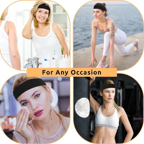 Sibba Elastic Headbands 6 Pcs Plain Sweat Wicking Headband Soft Stretchy Hair Ties Non Slip Headpiece Cottons Hair Kerchief Head Band Fit Mens, Womens, Sports, Yoga in Saudi Arabia