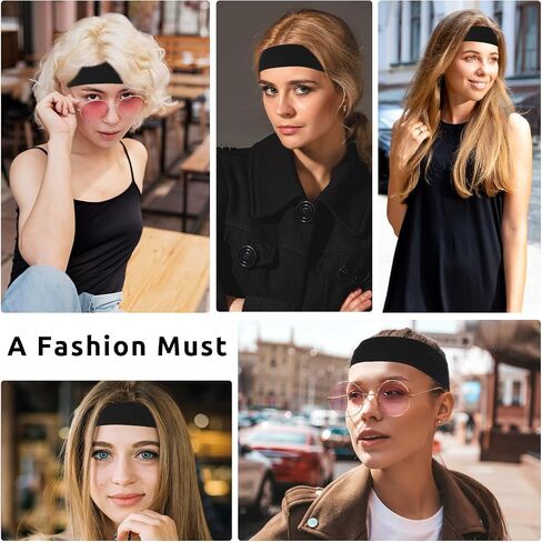 Sibba Elastic Headbands 6 Pcs Plain Sweat Wicking Headband Soft Stretchy Hair Ties Non Slip Headpiece Cottons Hair Kerchief Head Band Fit Mens, Womens, Sports, Yoga in Saudi Arabia