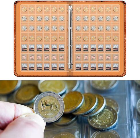 6 Sheets Coin Collection Pages for Collectors, Coin Pages, 9-Holes Coin Sleeves Holder Book, Coin Album Collecting Binder for Silver Dollar Bill Stamp, 42-Pockets per Sheet/252 Pockets in Total in Kuwait